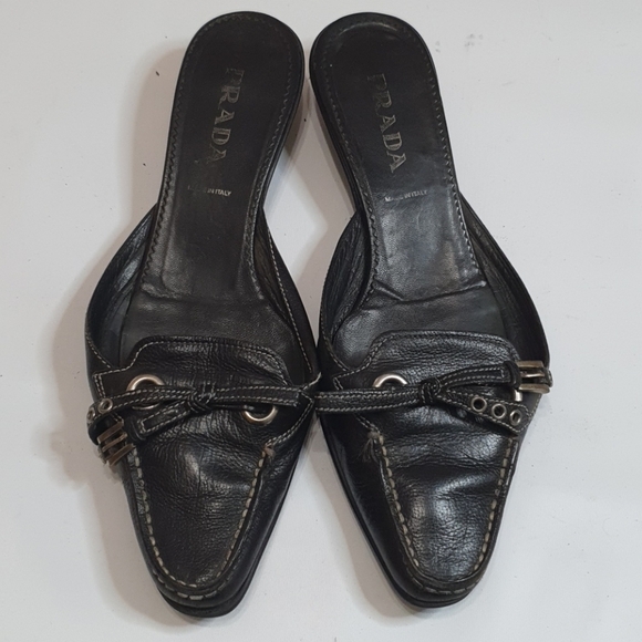 Prada Black Leather Mules - Picture 3 of 5